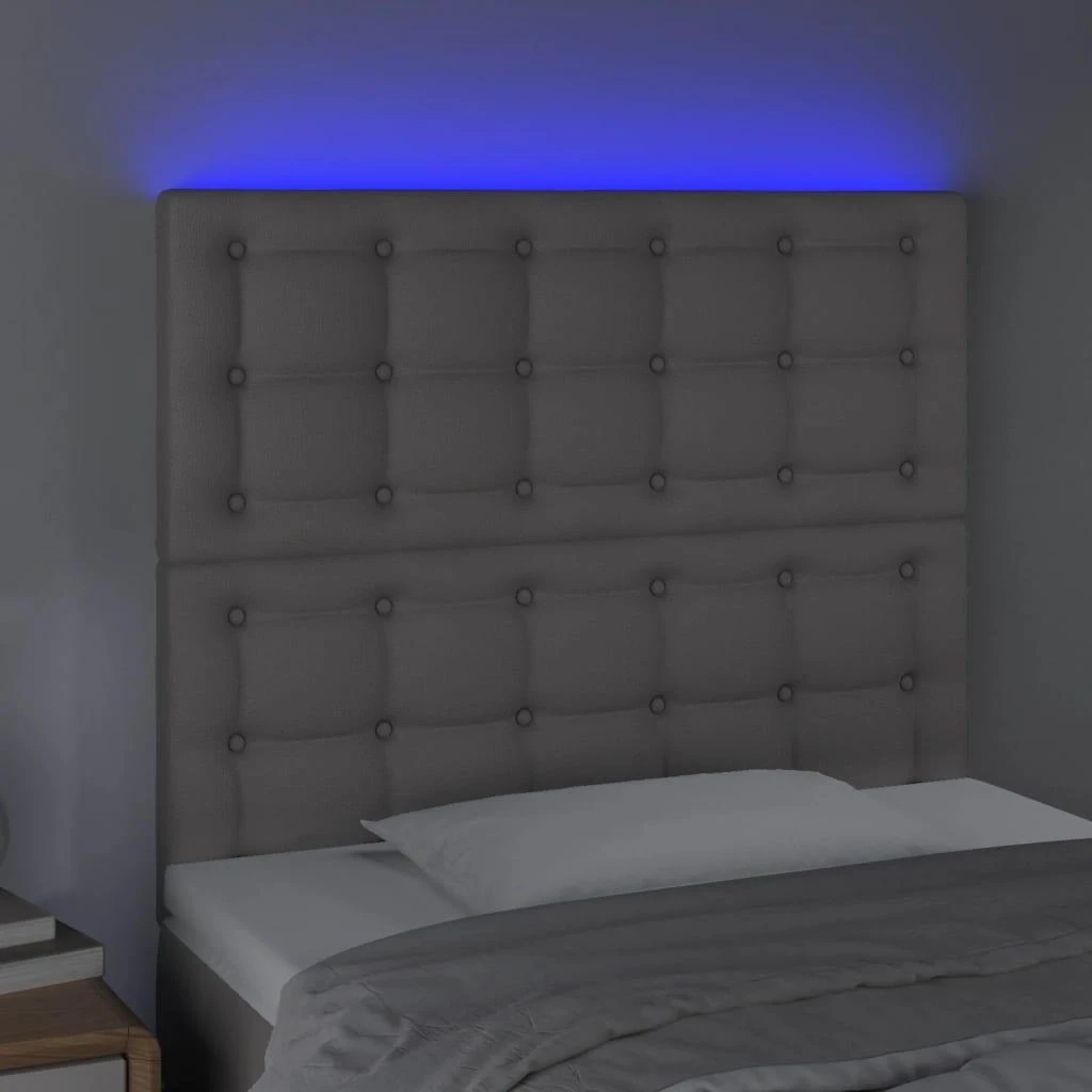 Galvūgalis su LED, pilkas, 80x5x118/128cm, dirbtinė oda