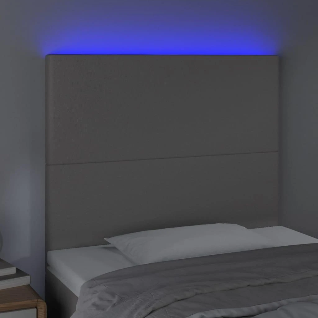 Galvūgalis su LED, pilkas, 90x5x118/128cm, dirbtinė oda