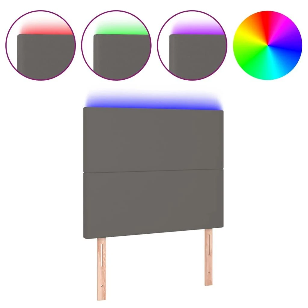 Galvūgalis su LED, pilkas, 90x5x118/128cm, dirbtinė oda