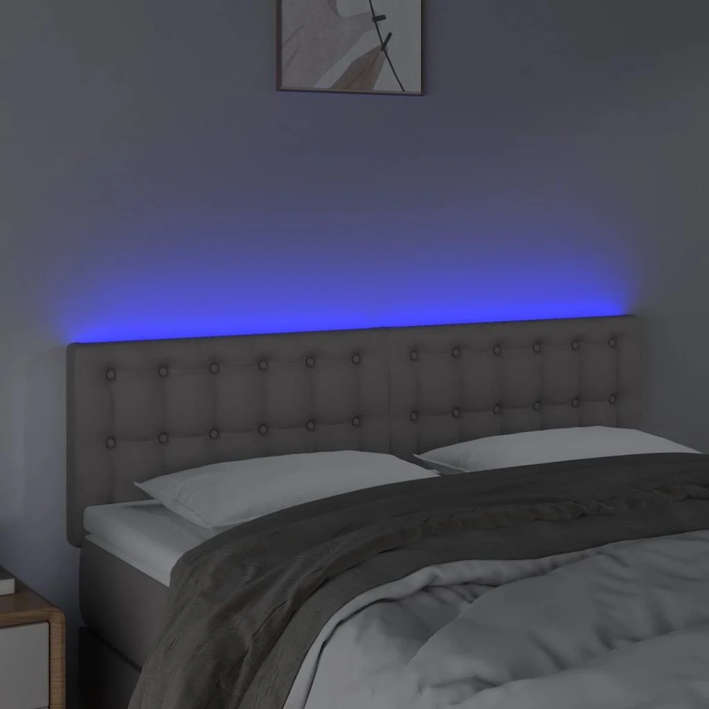 Galvūgalis su LED, pilkos spalvos, 144x5x78/88cm, dirbtinė oda