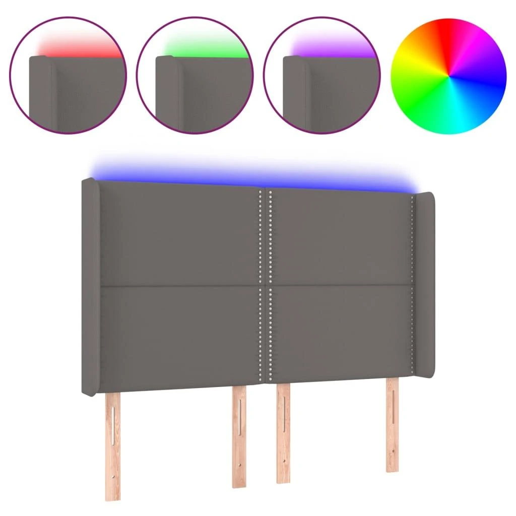 Galvūgalis su LED, pilkos spalvos, 147x16x118/128 cm