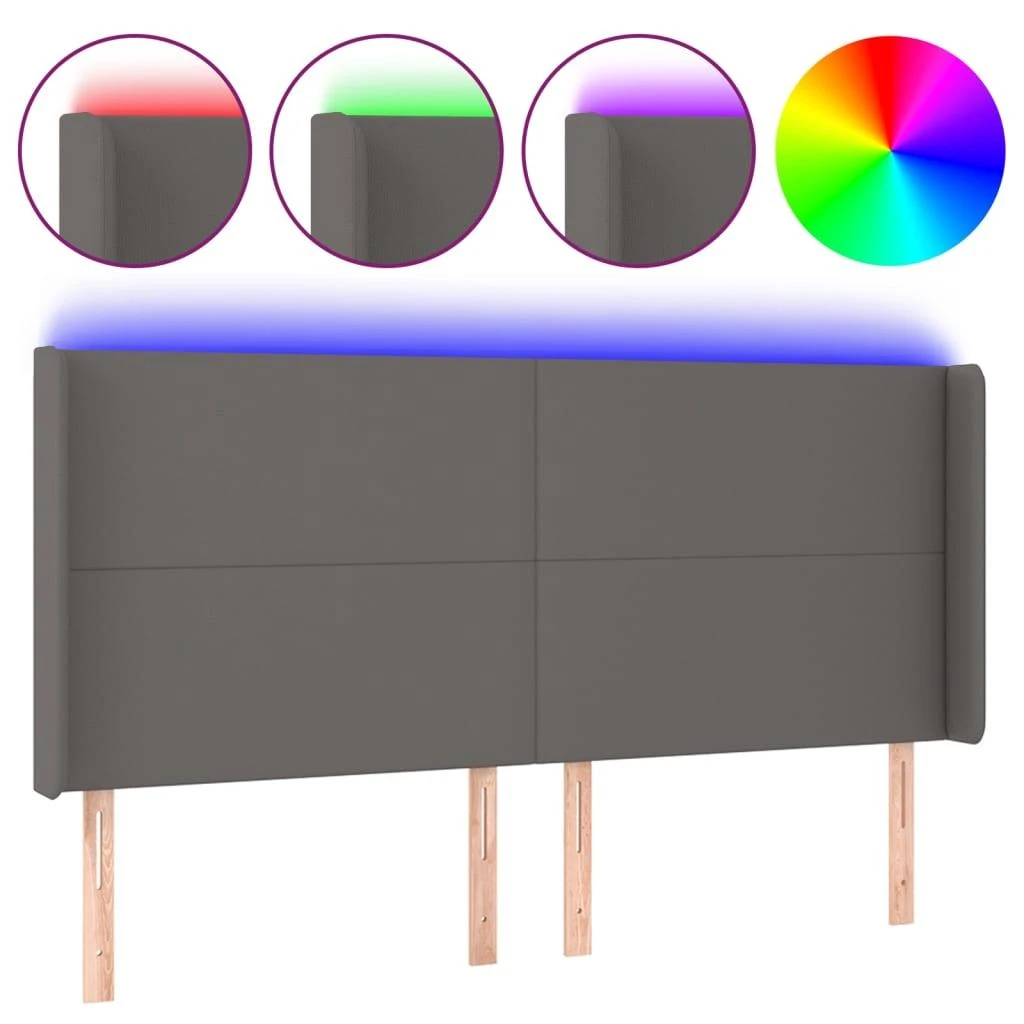 Galvūgalis su LED, pilkos spalvos, 163x16x118/128 cm