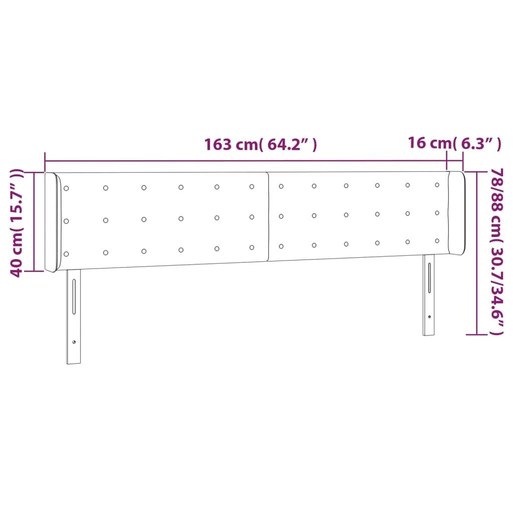 Galvūgalis su LED, pilkos spalvos, 163x16x78/88cm, dirbtinė oda