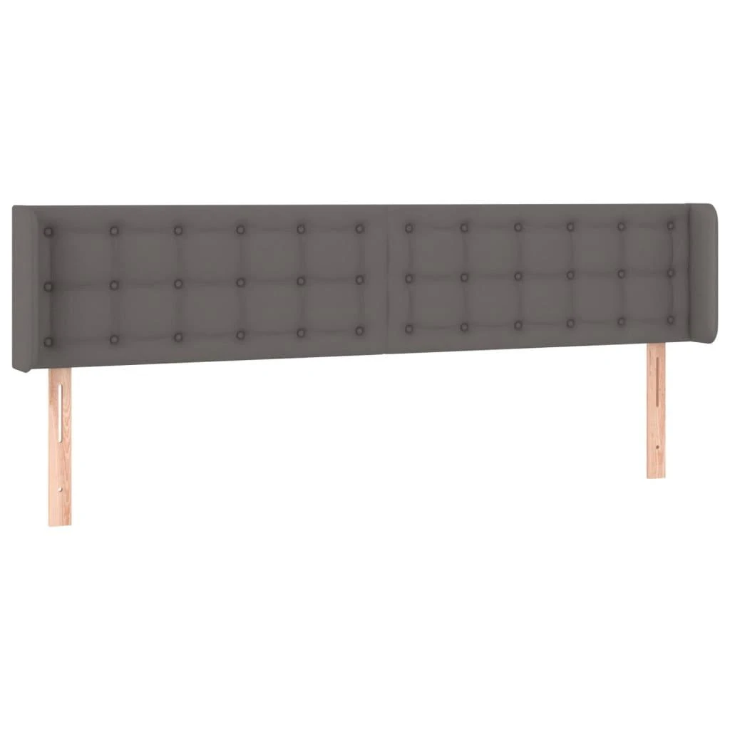 Galvūgalis su LED, pilkos spalvos, 163x16x78/88cm, dirbtinė oda