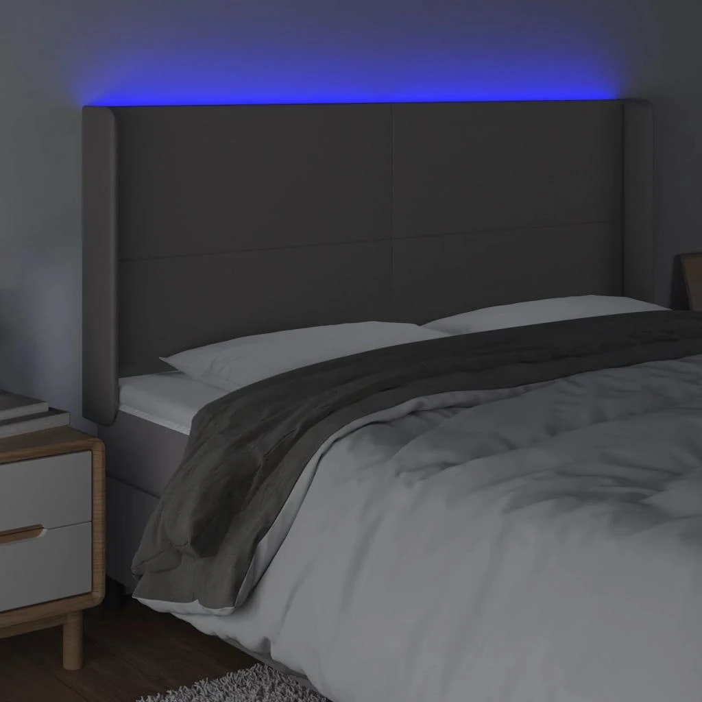 Galvūgalis su LED, pilkos spalvos, 183x16x118/128 cm