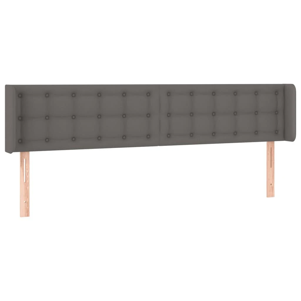 Galvūgalis su LED, pilkos spalvos, 183x16x78/88cm, dirbtinė oda