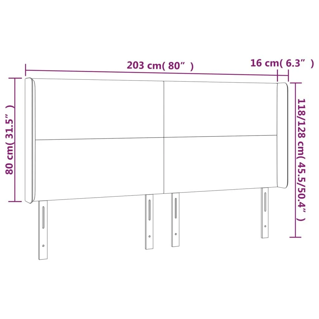 Galvūgalis su LED, pilkos spalvos, 203x16x118/128 cm