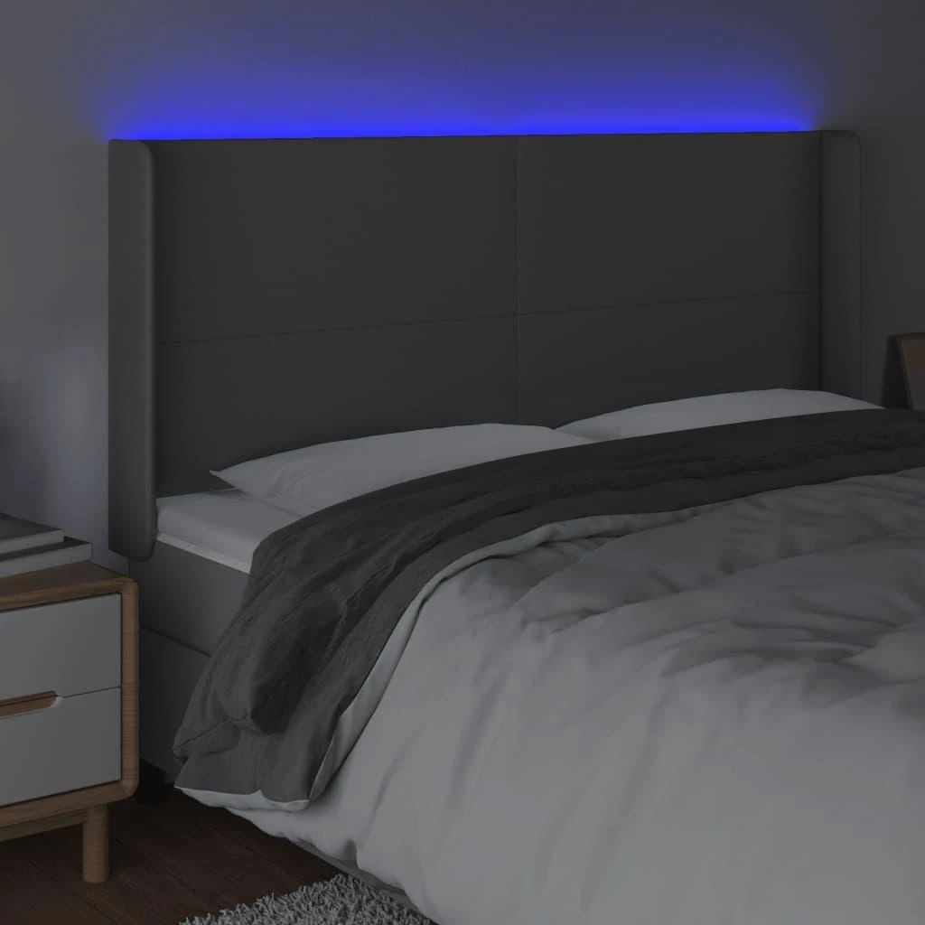 Galvūgalis su LED, pilkos spalvos, 203x16x118/128 cm