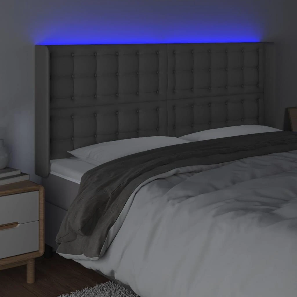 Galvūgalis su LED, pilkos spalvos, 203x16x118/128 cm