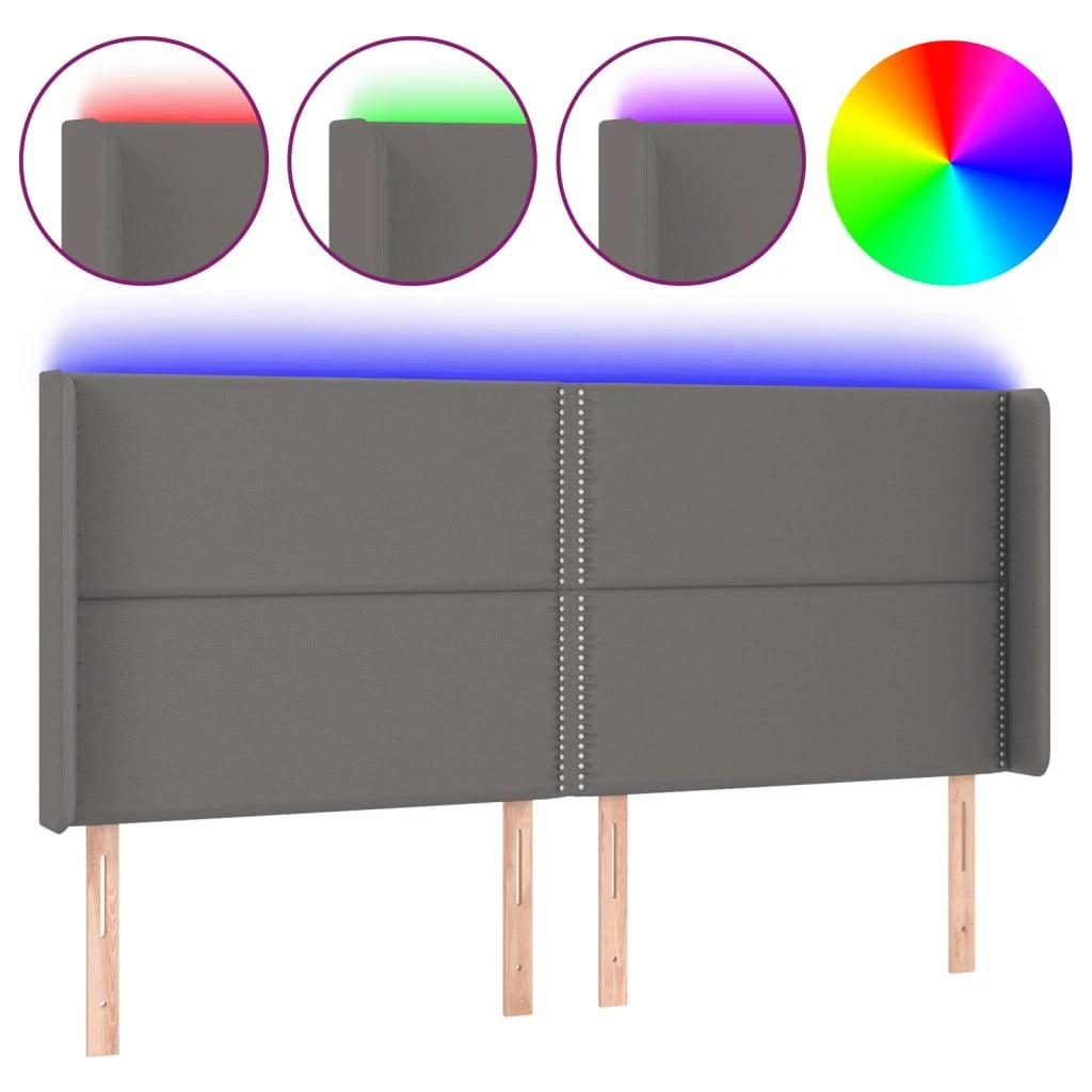 Galvūgalis su LED, pilkos spalvos, 203x16x118/128 cm