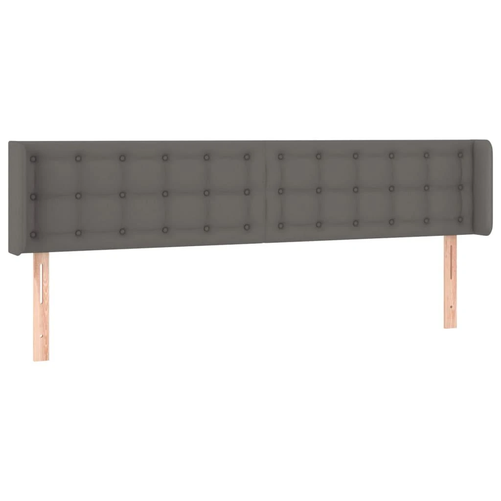Galvūgalis su LED, pilkos spalvos, 203x16x78/88cm, dirbtinė oda
