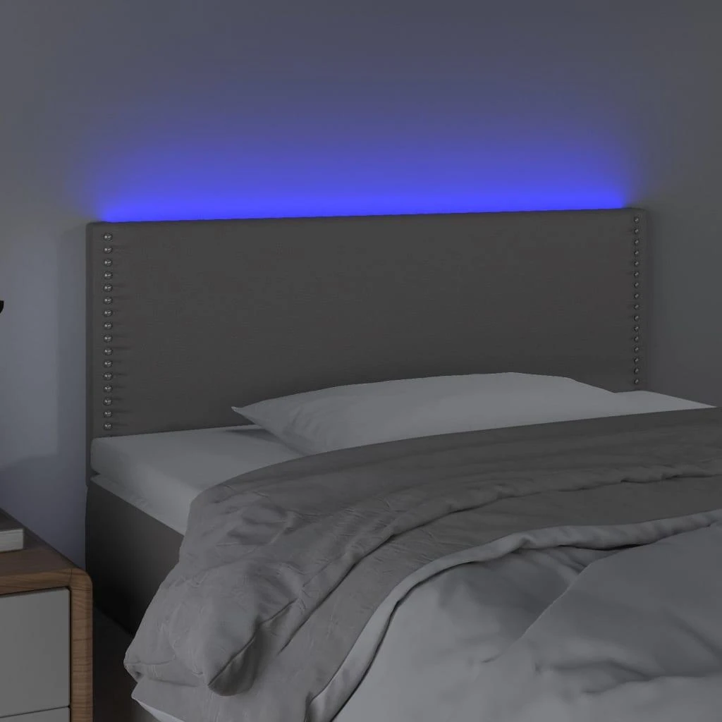 Galvūgalis su LED, pilkos spalvos, 80x5x78/88cm, dirbtinė oda