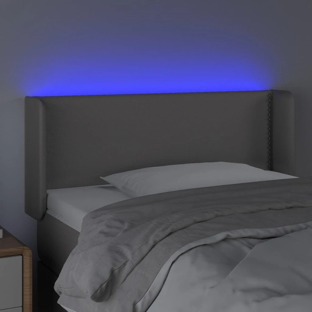Galvūgalis su LED, pilkos spalvos, 83x16x78/88cm, dirbtinė oda