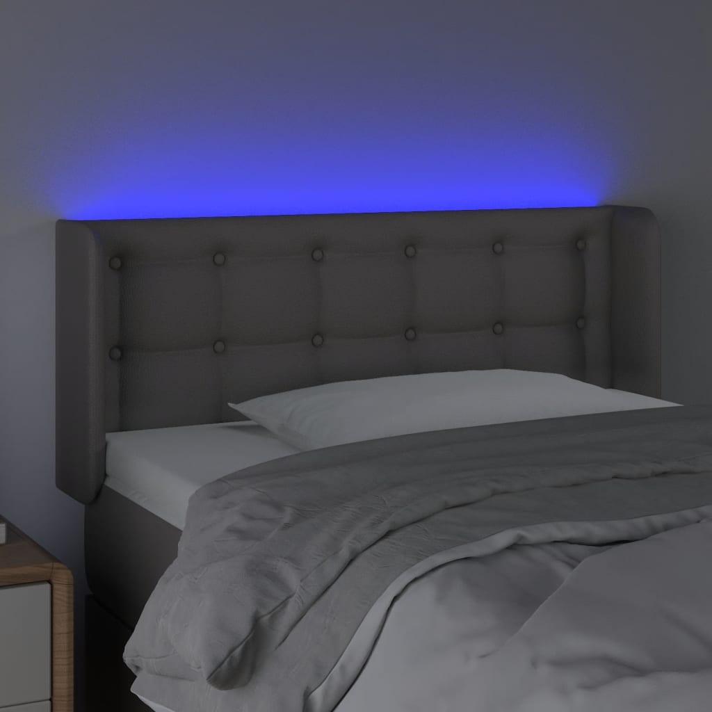 Galvūgalis su LED, pilkos spalvos, 83x16x78/88cm, dirbtinė oda