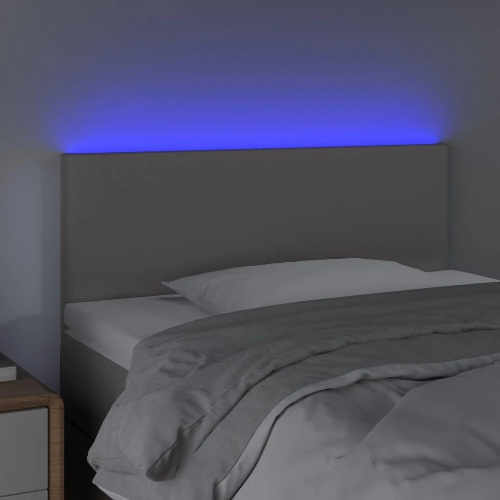 Galvūgalis su LED, pilkos spalvos, 90x5x78/88cm, dirbtinė oda