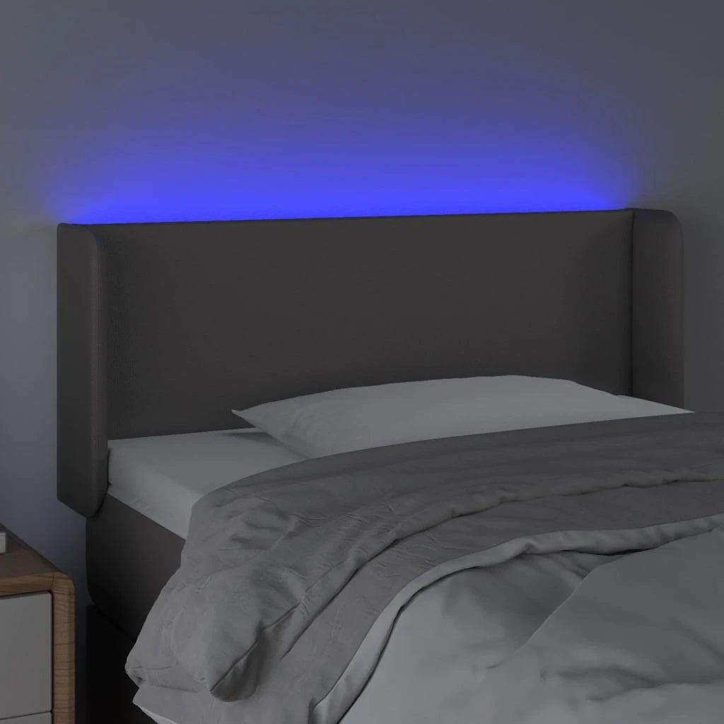 Galvūgalis su LED, pilkos spalvos, 93x16x78/88cm, dirbtinė oda