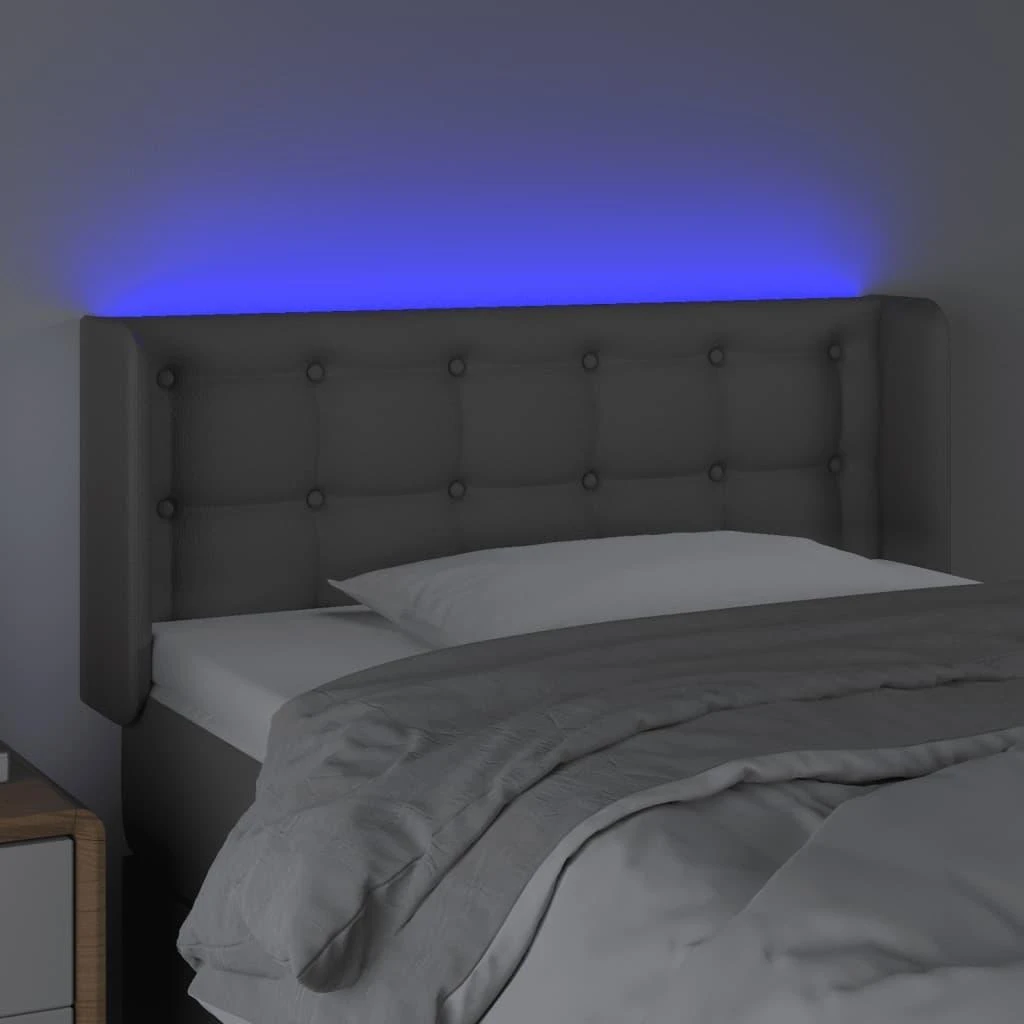 Galvūgalis su LED, pilkos spalvos, 93x16x78/88cm, dirbtinė oda