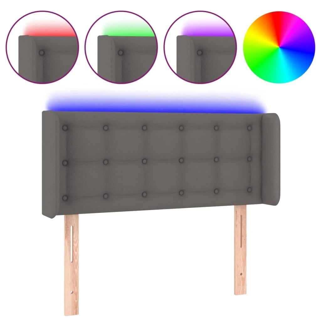 Galvūgalis su LED, pilkos spalvos, 93x16x78/88cm, dirbtinė oda