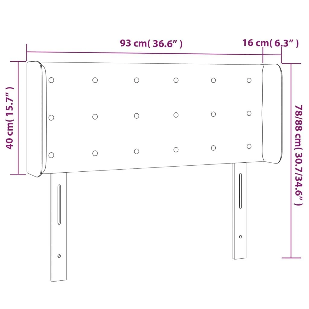 Galvūgalis su LED, pilkos spalvos, 93x16x78/88cm, dirbtinė oda