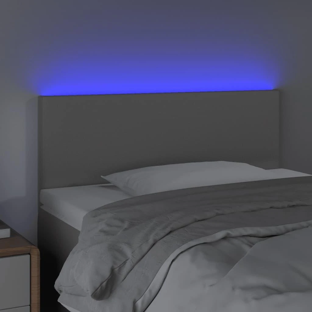 Galvūgalis su LED, pilkos spalvos,100x5x78/88cm, dirbtinė oda