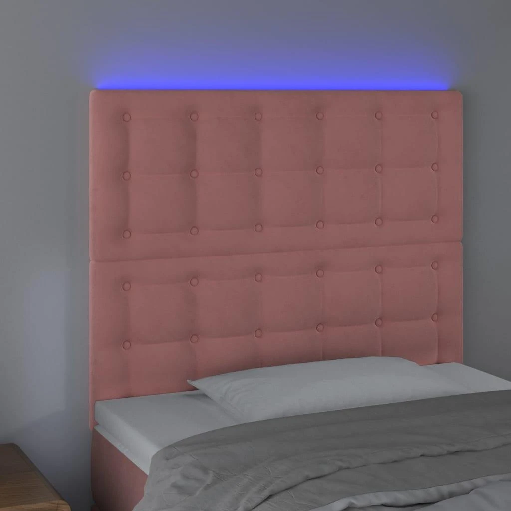 Galvūgalis su LED, rožinės spalvos, 100x5x118/128cm, aksomas