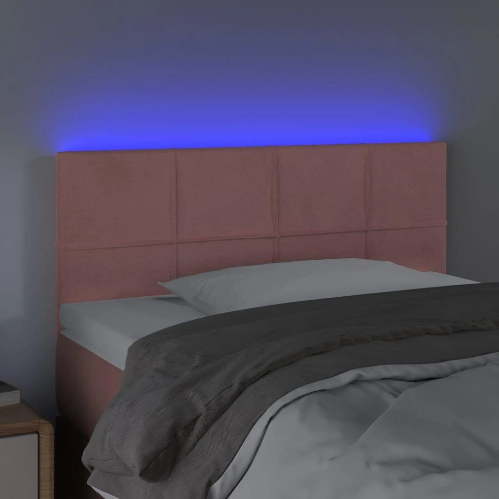Galvūgalis su LED, rožinės spalvos, 100x5x78/88 cm, aksomas