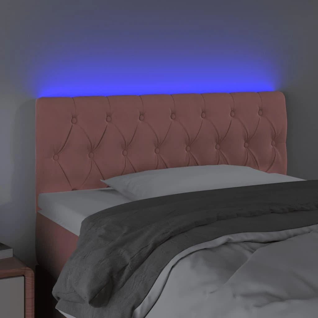 Galvūgalis su LED, rožinės spalvos, 100x7x78/88cm, aksomas