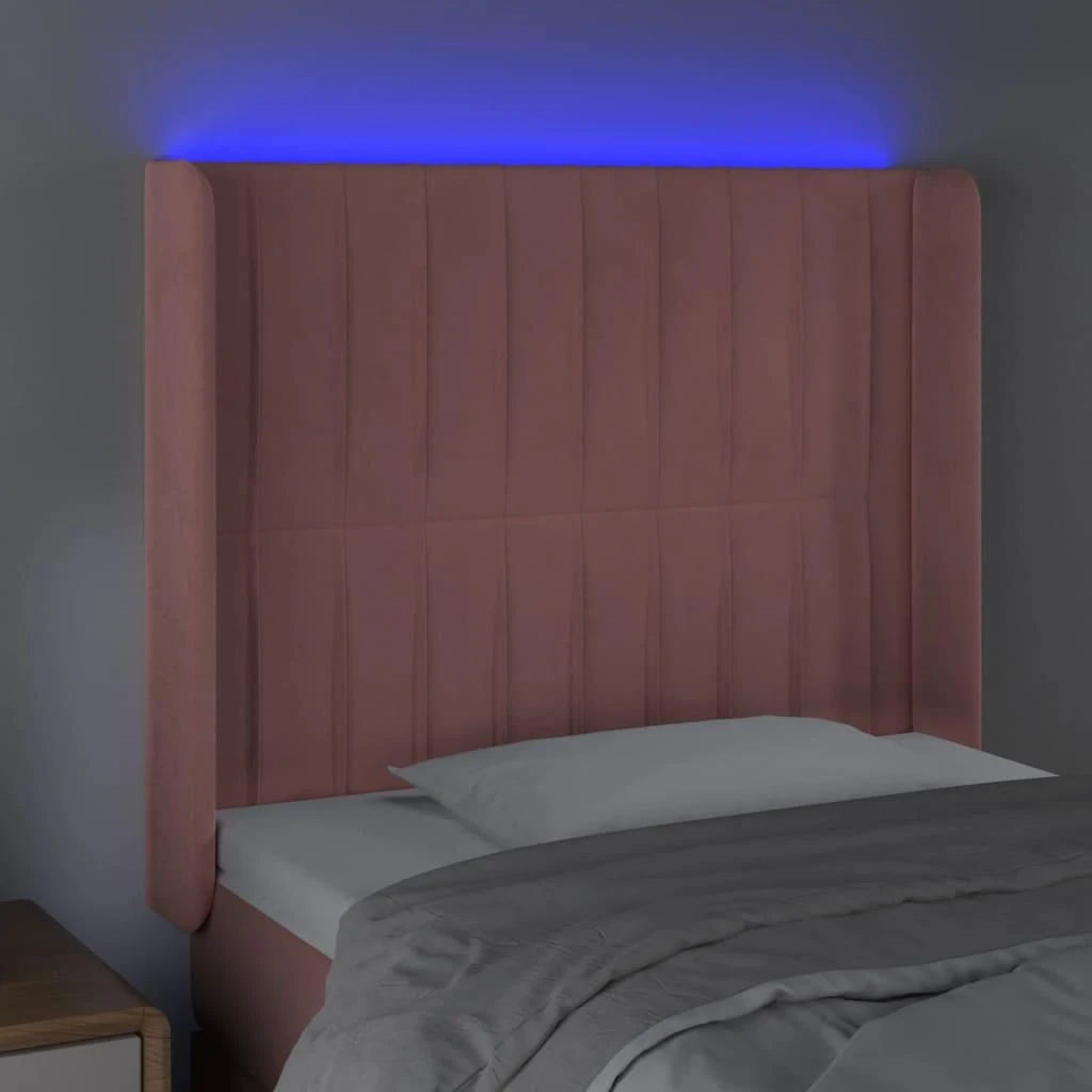 Galvūgalis su LED, rožinės spalvos, 103x16x118/128cm, aksomas