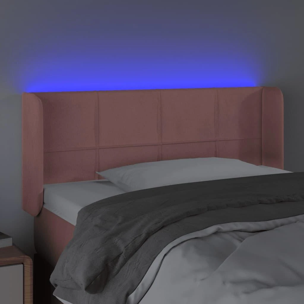 Galvūgalis su LED, rožinės spalvos, 103x16x78/88cm, aksomas