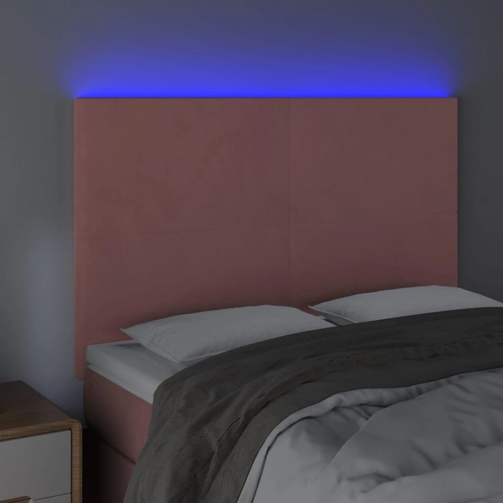 Galvūgalis su LED, rožinės spalvos, 144x5x118/128cm, aksomas