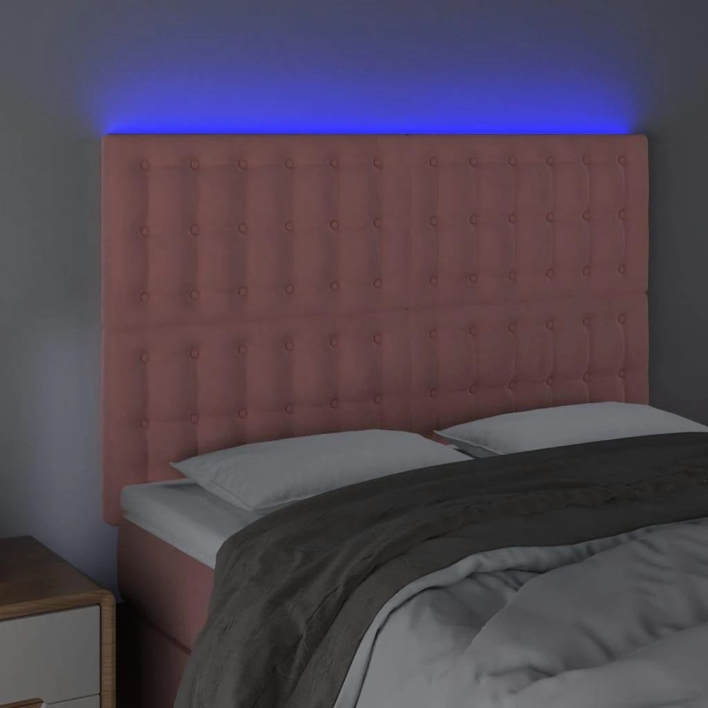 Galvūgalis su LED, rožinės spalvos, 144x5x118/128cm, aksomas