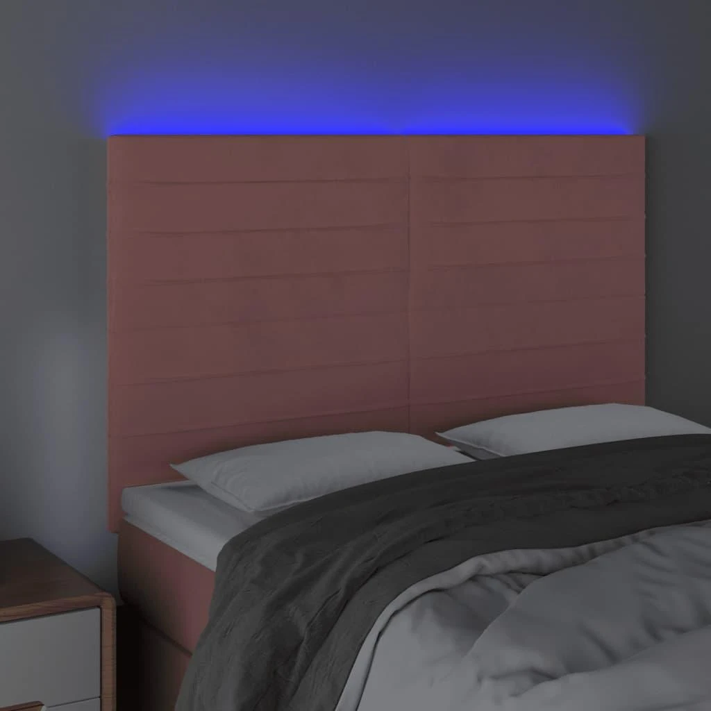 Galvūgalis su LED, rožinės spalvos, 144x5x118/128cm, aksomas