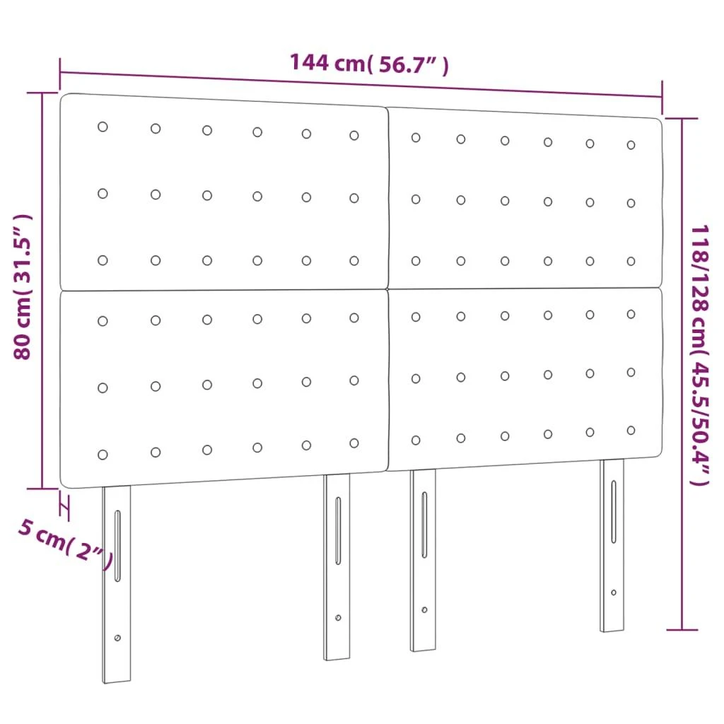 Galvūgalis su LED, rožinės spalvos, 144x5x118/128cm, aksomas