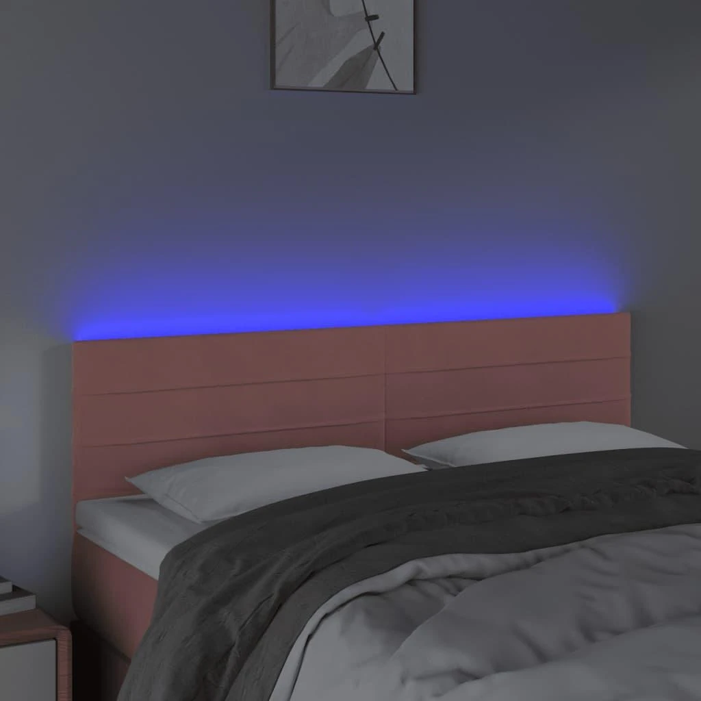 Galvūgalis su LED, rožinės spalvos, 144x5x78/88cm, aksomas