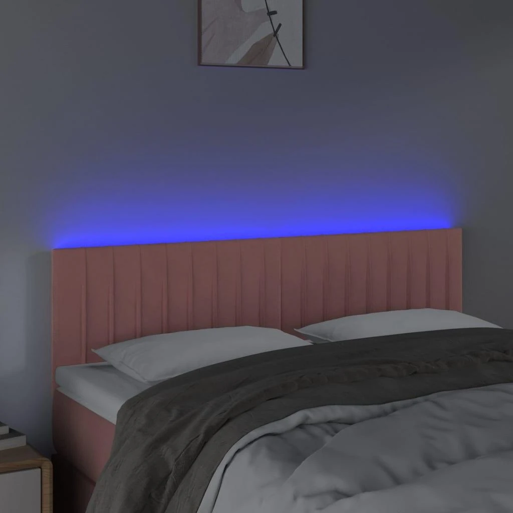 Galvūgalis su LED, rožinės spalvos, 144x5x78/88cm, aksomas