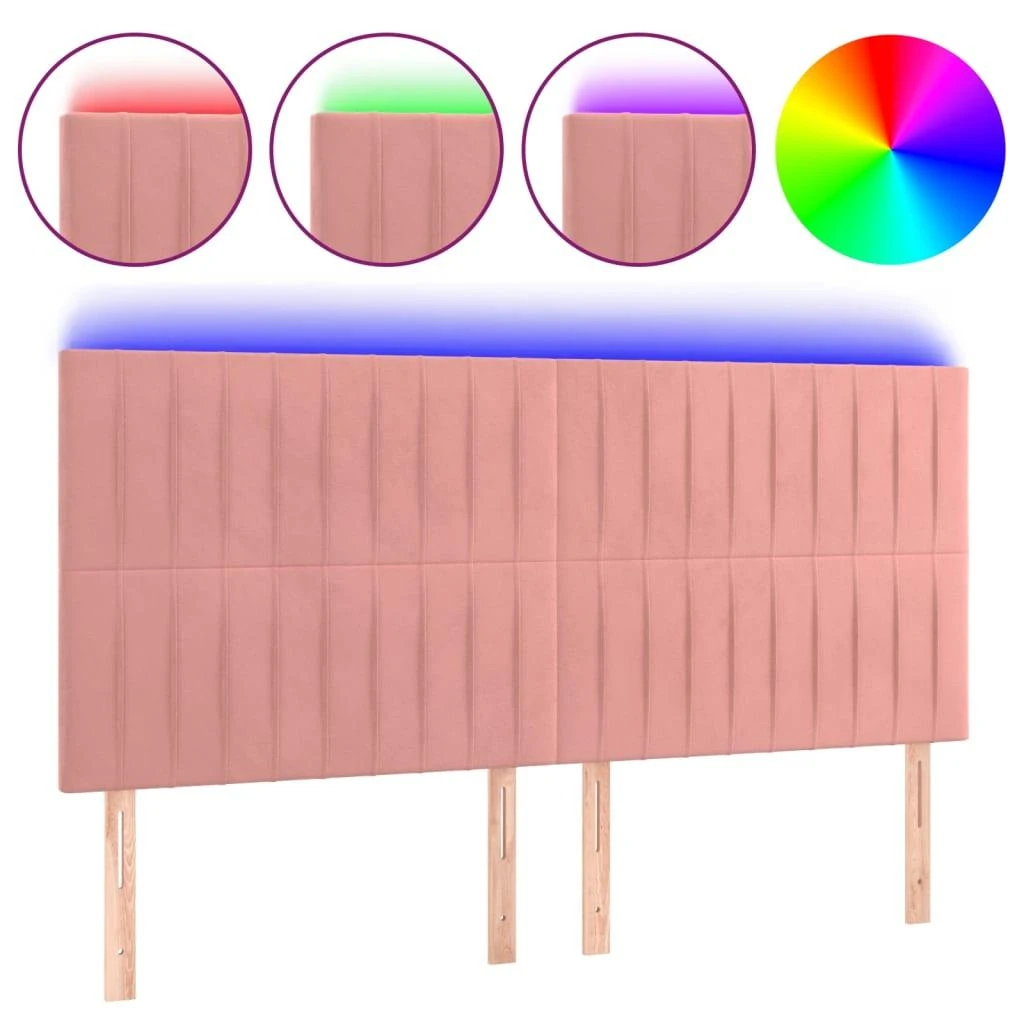 Galvūgalis su LED, rožinės spalvos, 160x5x118/128cm, aksomas