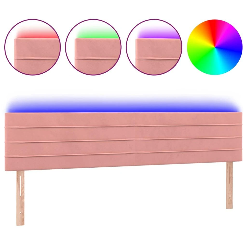Galvūgalis su LED, rožinės spalvos, 160x5x78/88cm, aksomas