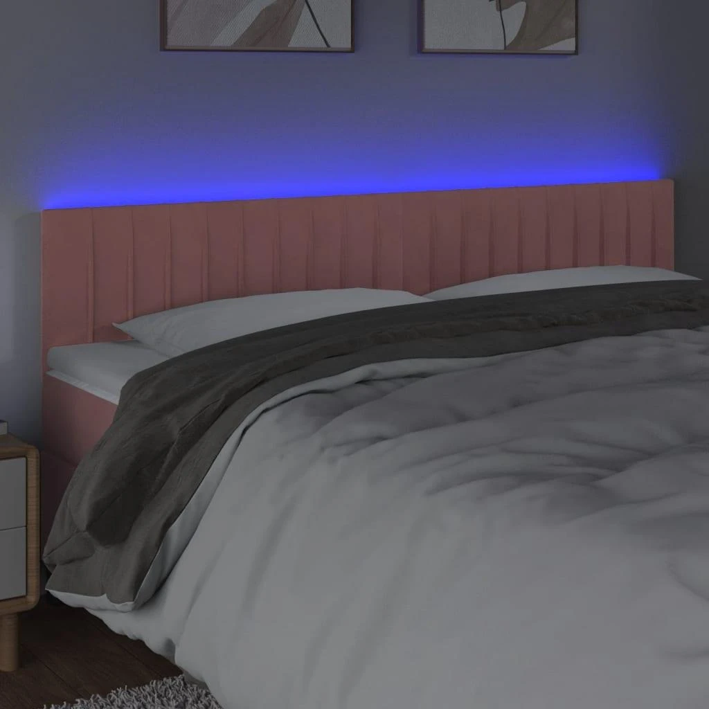 Galvūgalis su LED, rožinės spalvos, 160x5x78/88cm, aksomas