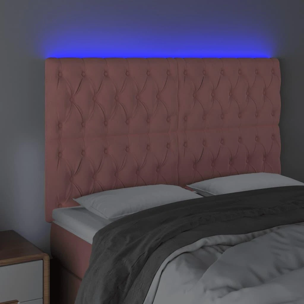 Galvūgalis su LED, rožinės spalvos, 160x7x118/128cm, aksomas