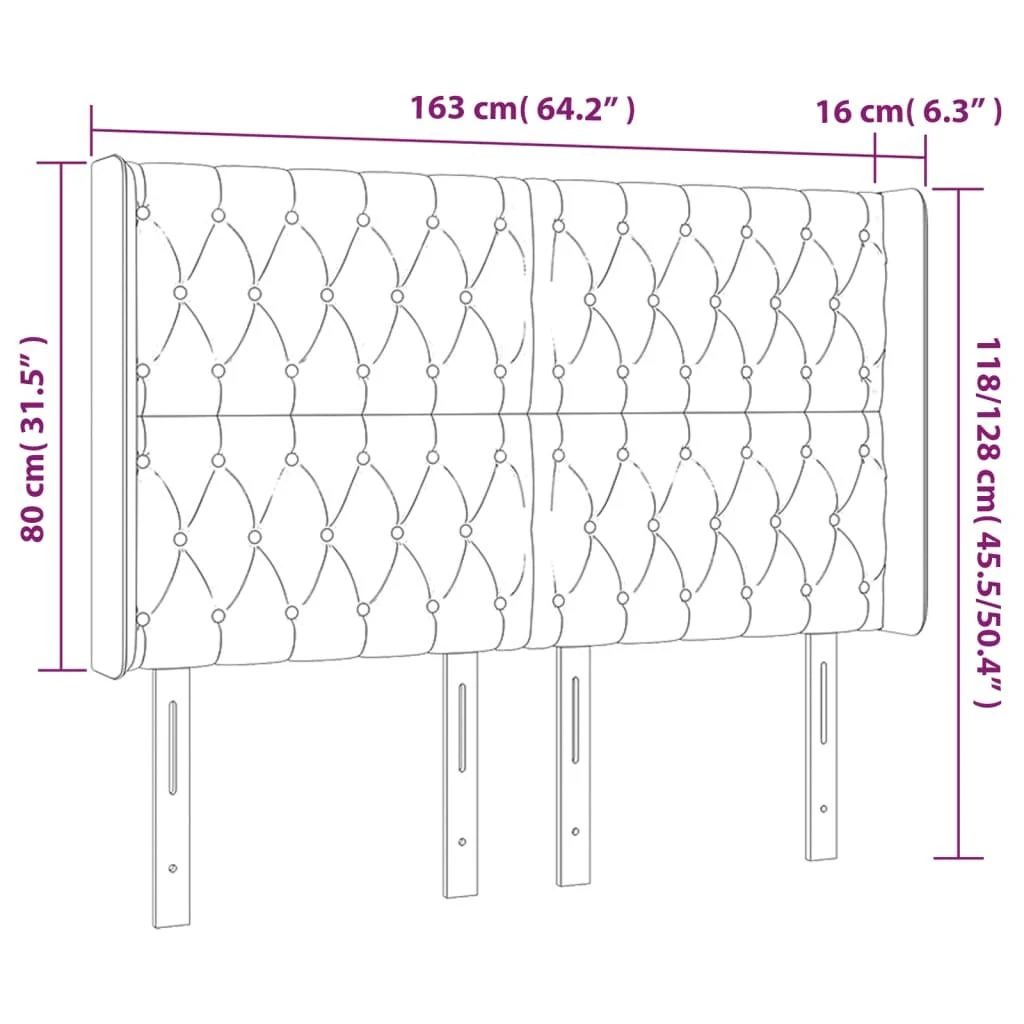 Galvūgalis su LED, rožinės spalvos, 163x16x118/128cm, aksomas