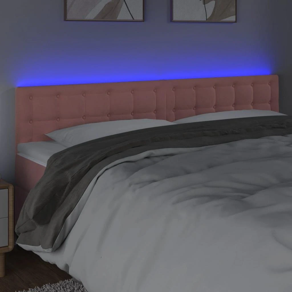 Galvūgalis su LED, rožinės spalvos, 180x5x78/88cm, aksomas