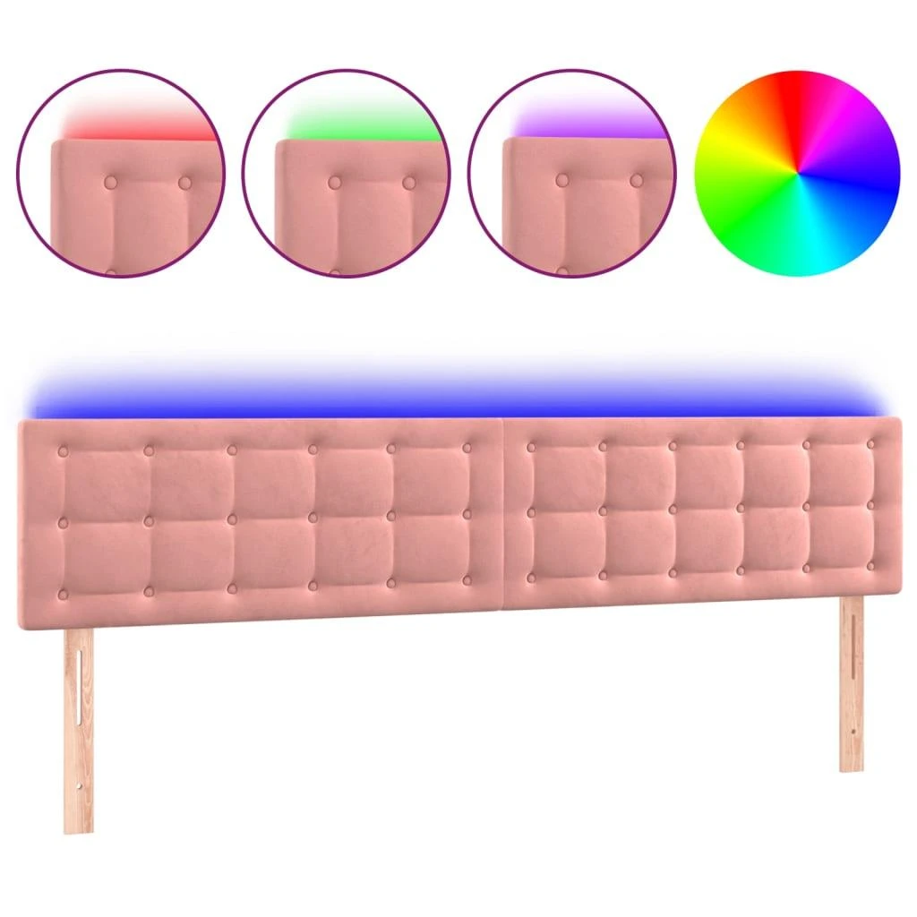 Galvūgalis su LED, rožinės spalvos, 180x5x78/88cm, aksomas