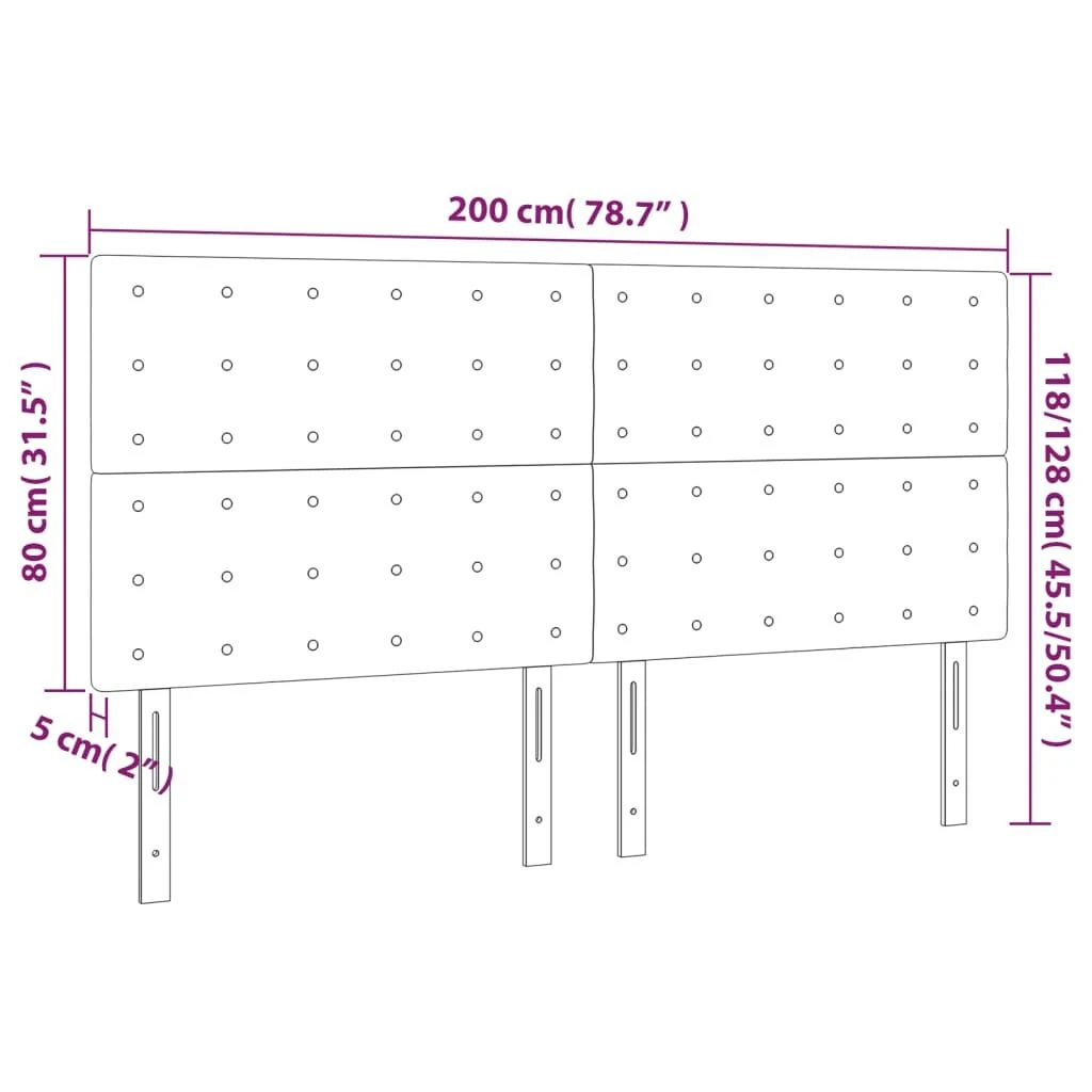 Galvūgalis su LED, rožinės spalvos, 200x5x118/128cm, aksomas