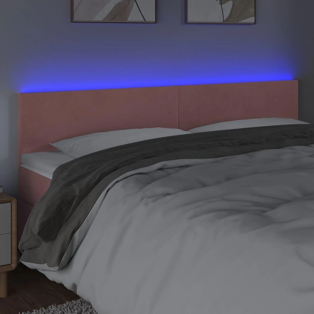Galvūgalis su LED, rožinės spalvos, 200x5x78/88cm, aksomas