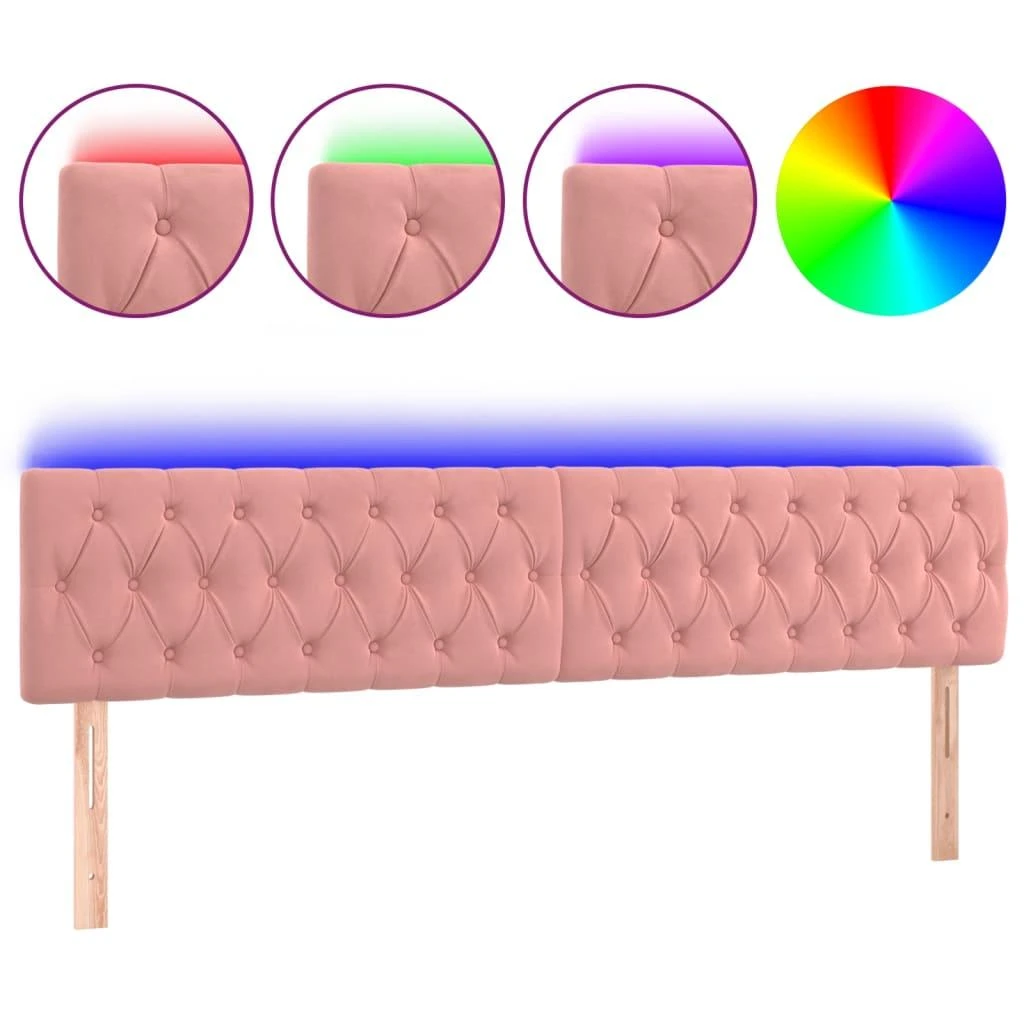 Galvūgalis su LED, rožinės spalvos, 200x7x78/88 cm, aksomas