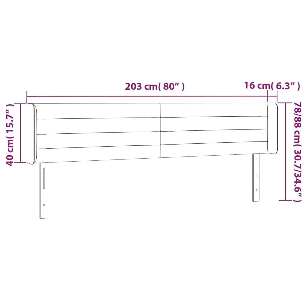 Galvūgalis su LED, rožinės spalvos, 203x16x78/88cm, aksomas