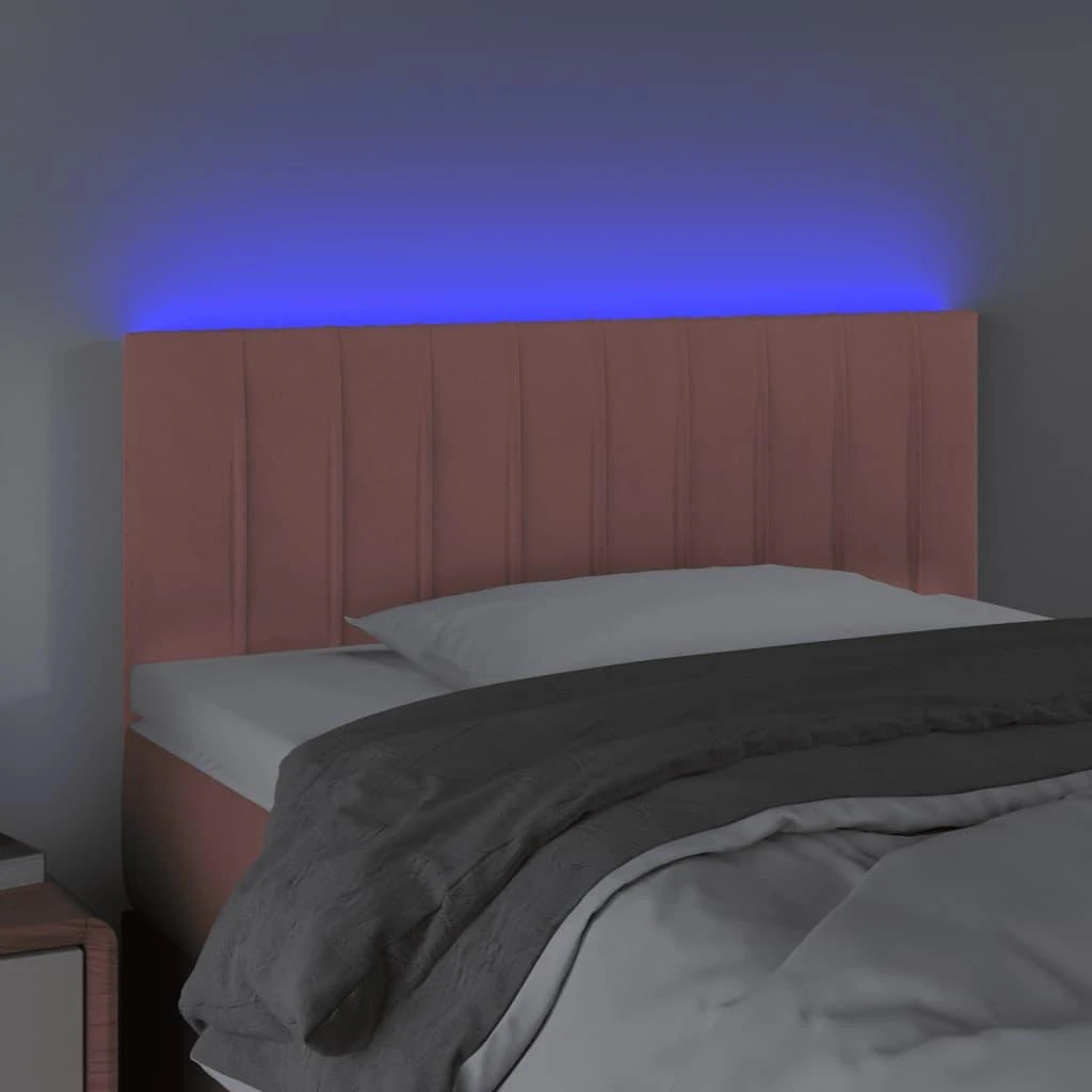 Galvūgalis su LED, rožinės spalvos, 80x5x78/88cm, aksomas