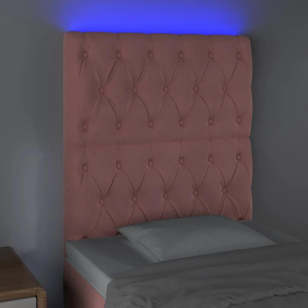Galvūgalis su LED, rožinės spalvos, 80x7x118/128cm, aksomas