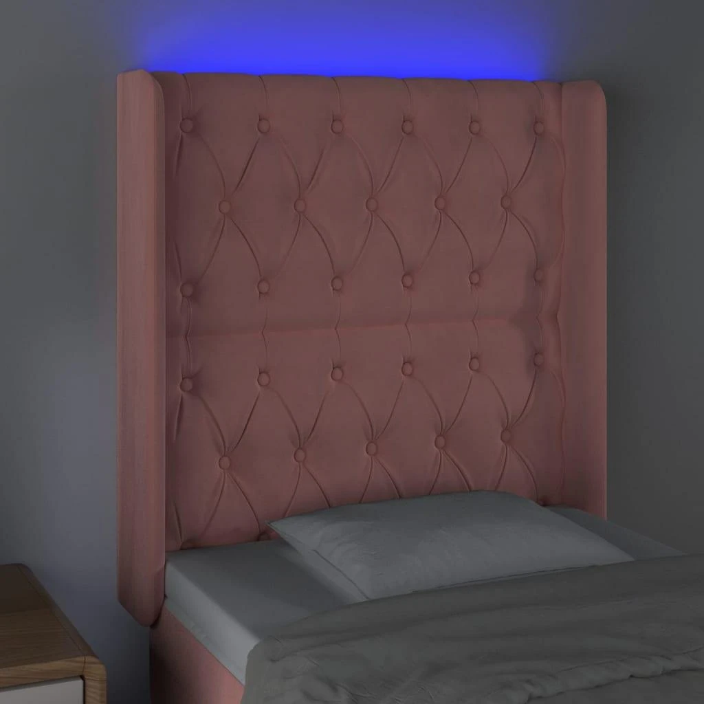 Galvūgalis su LED, rožinės spalvos, 83x16x118/128cm, aksomas