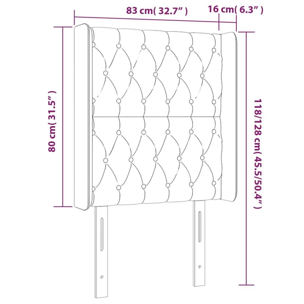 Galvūgalis su LED, rožinės spalvos, 83x16x118/128cm, aksomas